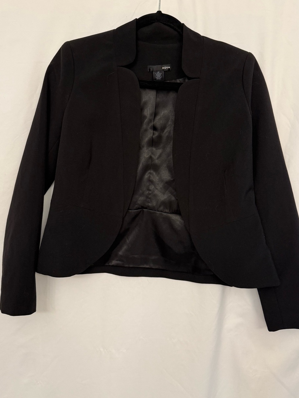 Aqua Black Open-Front Tailored Blazer